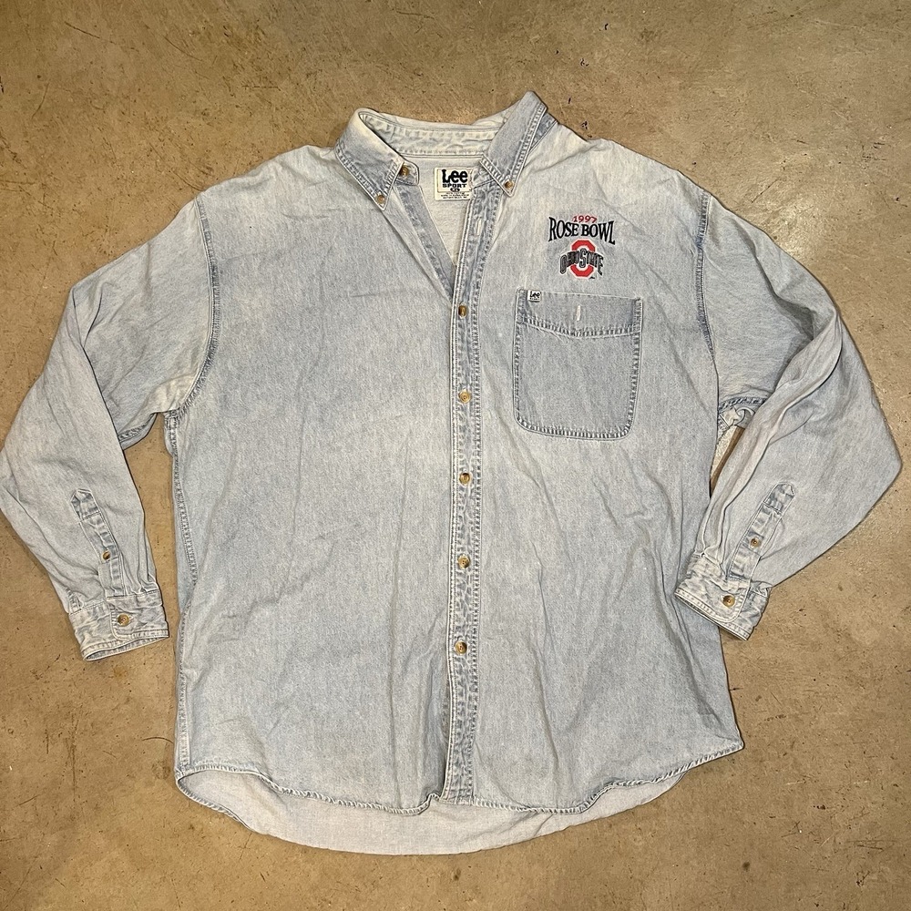 Vintage Ohio State Buckeyes Jean Shirt Mens XL 1997 Rose Bowl Lee Sport 90s